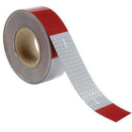 TOP TAPE &  LABEL. INCOM Conspicuity Reflective Tape, 11 Red/7 White Pattern, 13 mil Vinyl, DOT-C2, 150'Lx2W, 1 Roll V57203